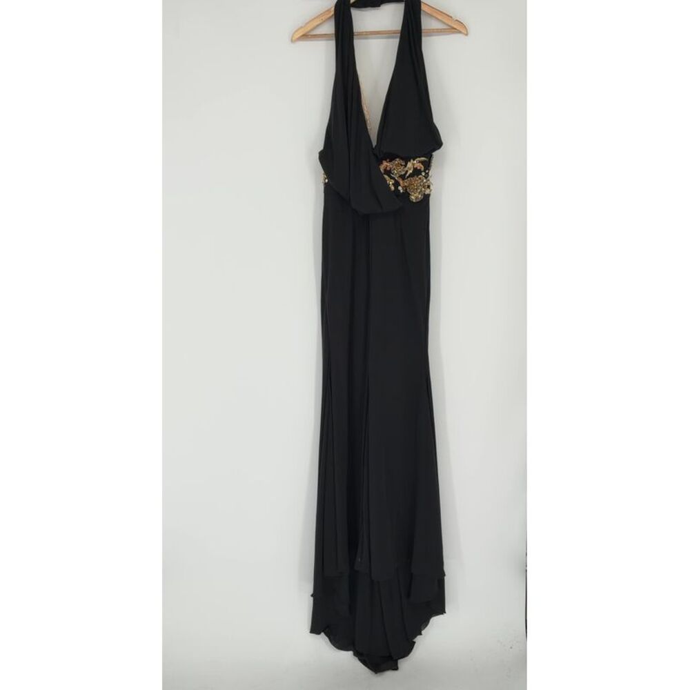 Mandalay Embellished Halter Long Evening Gown